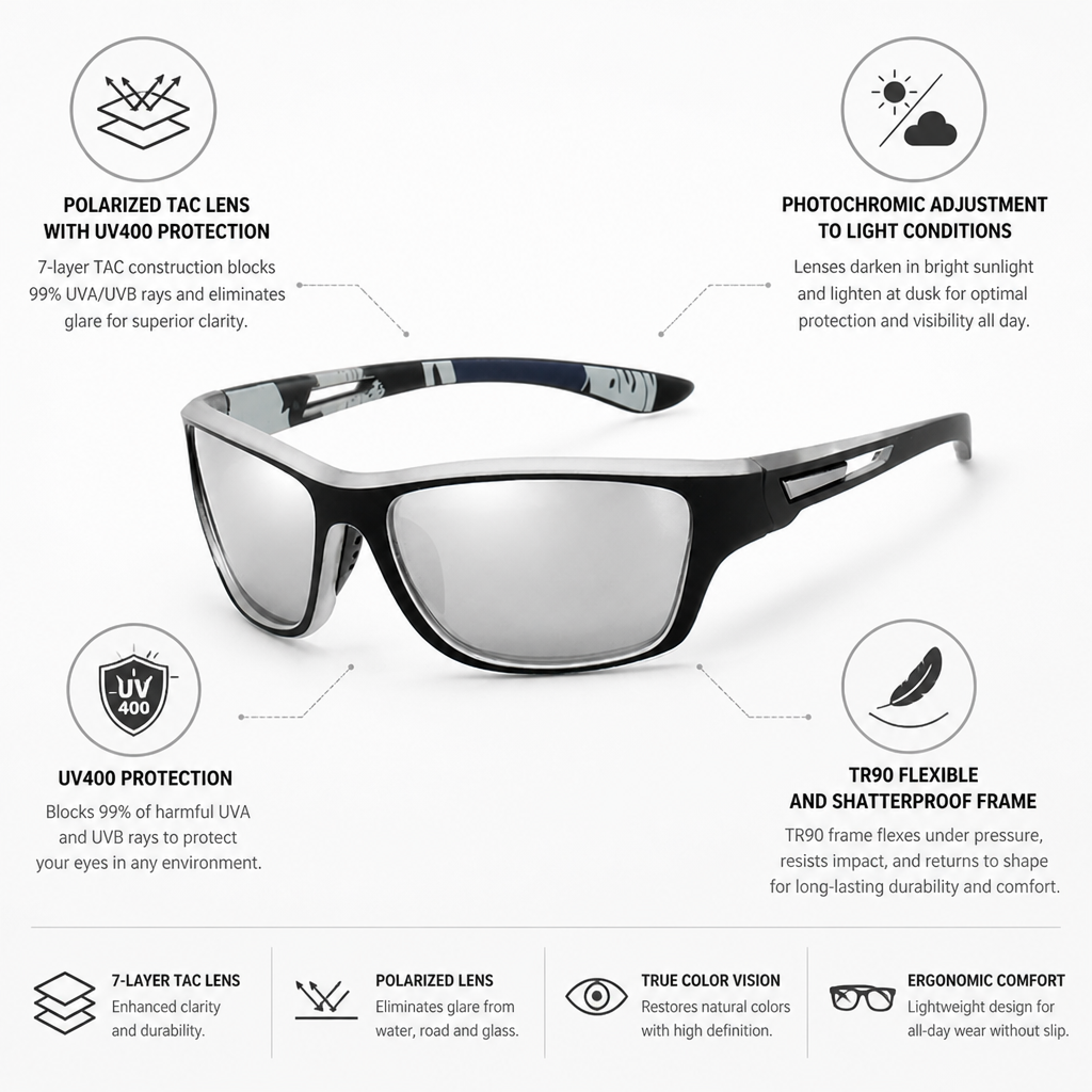 Polarized Photochromic UV400 Sports Sunglasses