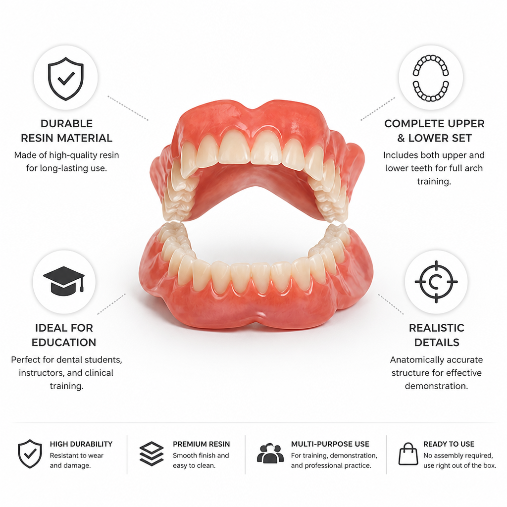 Durable Resin Upper & Lower Teeth Training Model (2-Piece Set)