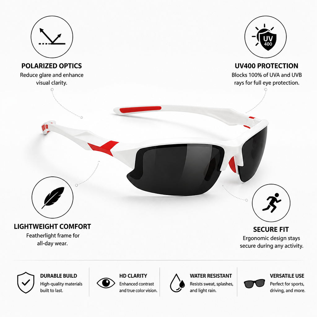 Polarized UV400 Wrap-Around Sports Sunglasses