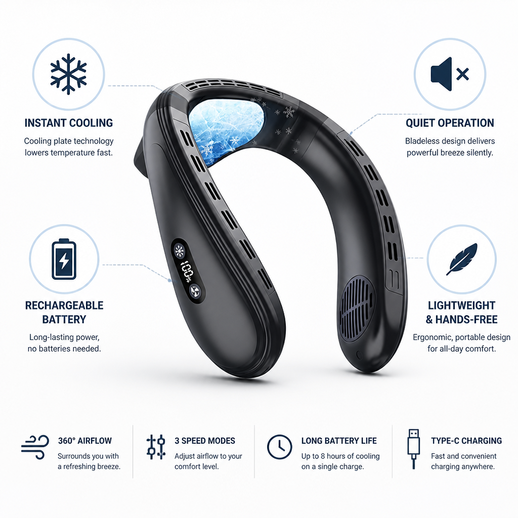 Rechargeable Bladeless Neck Fan