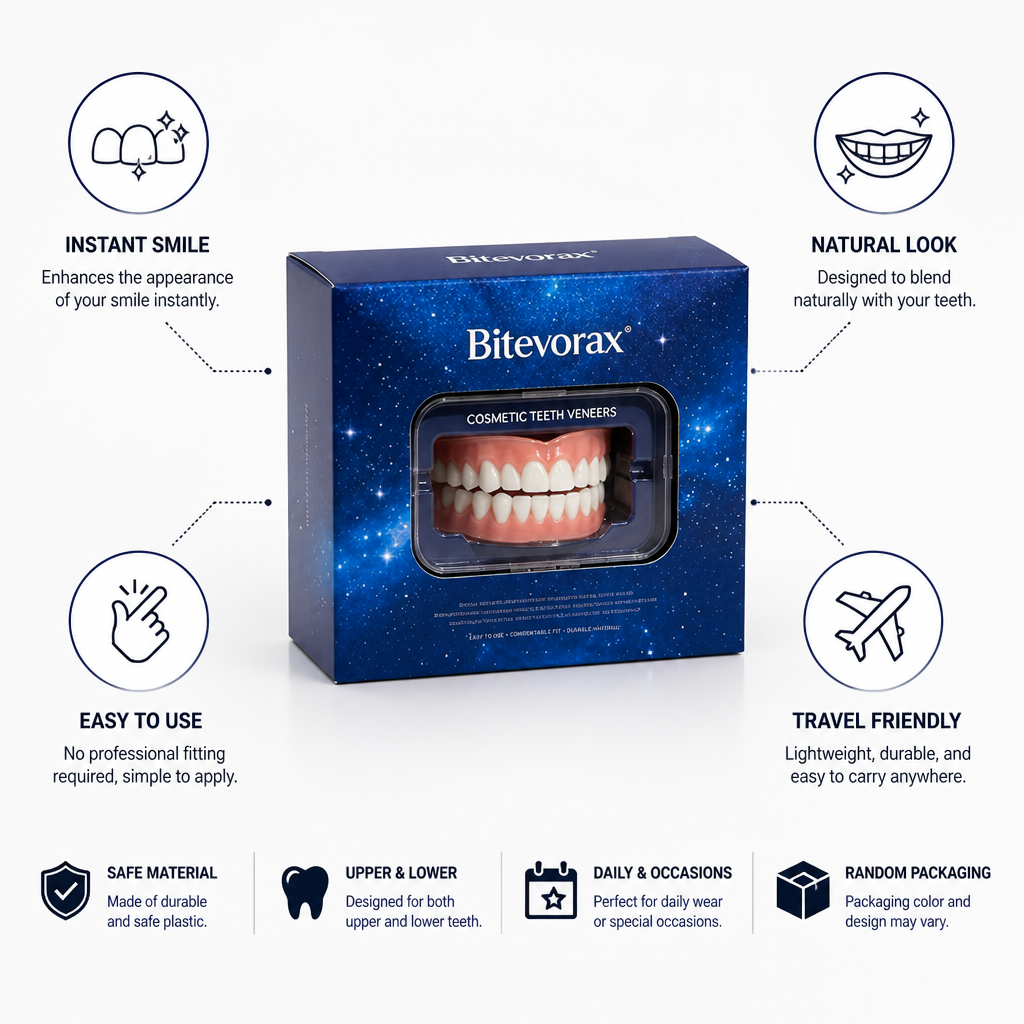 Easy-Apply Plastic Cosmetic Teeth Veneers (Upper & Lower)