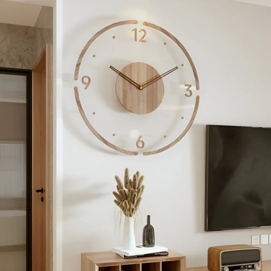 Modern Wall Clock Ø30 cm - Silent Acrylic and Wood Design for Home or Office