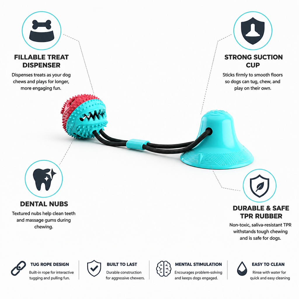 Suction-Cup Treat-Dispensing Dog Toy