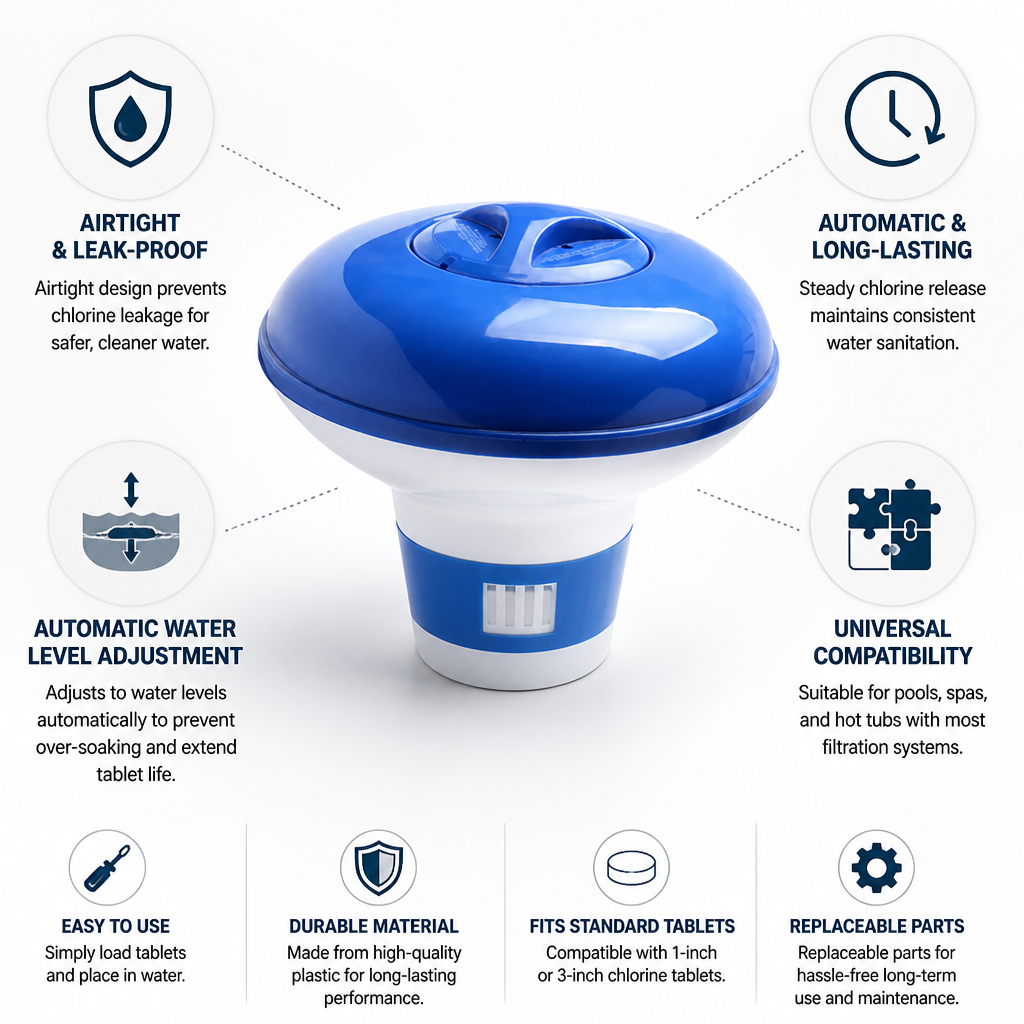 Automatic Airtight Floating Chlorine Tablet Dispenser
