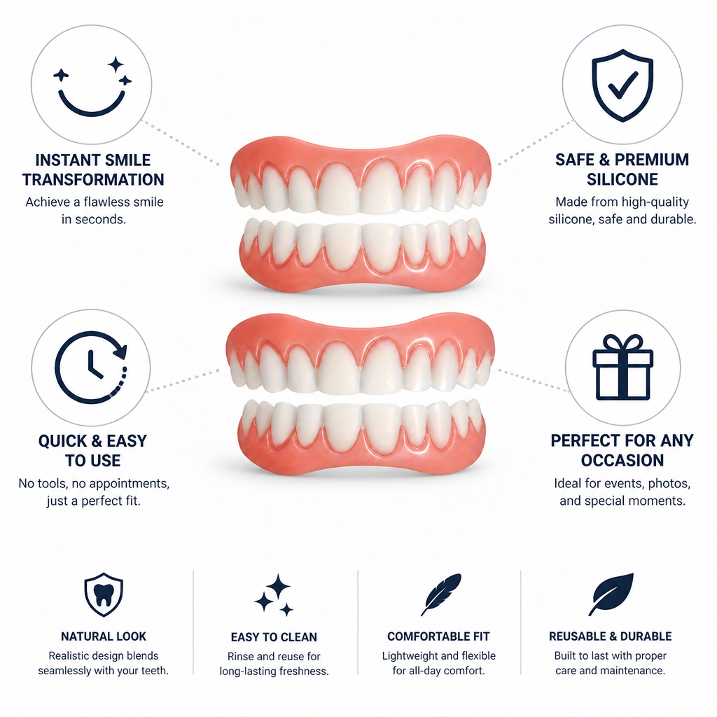 Moldable Silicone Temporary Smile Veneers (4-Piece Set)