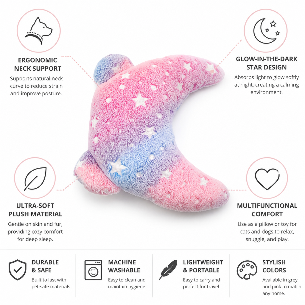 Ergonomic Glow-In-The-Dark U-Shaped Pet Neck Pillow