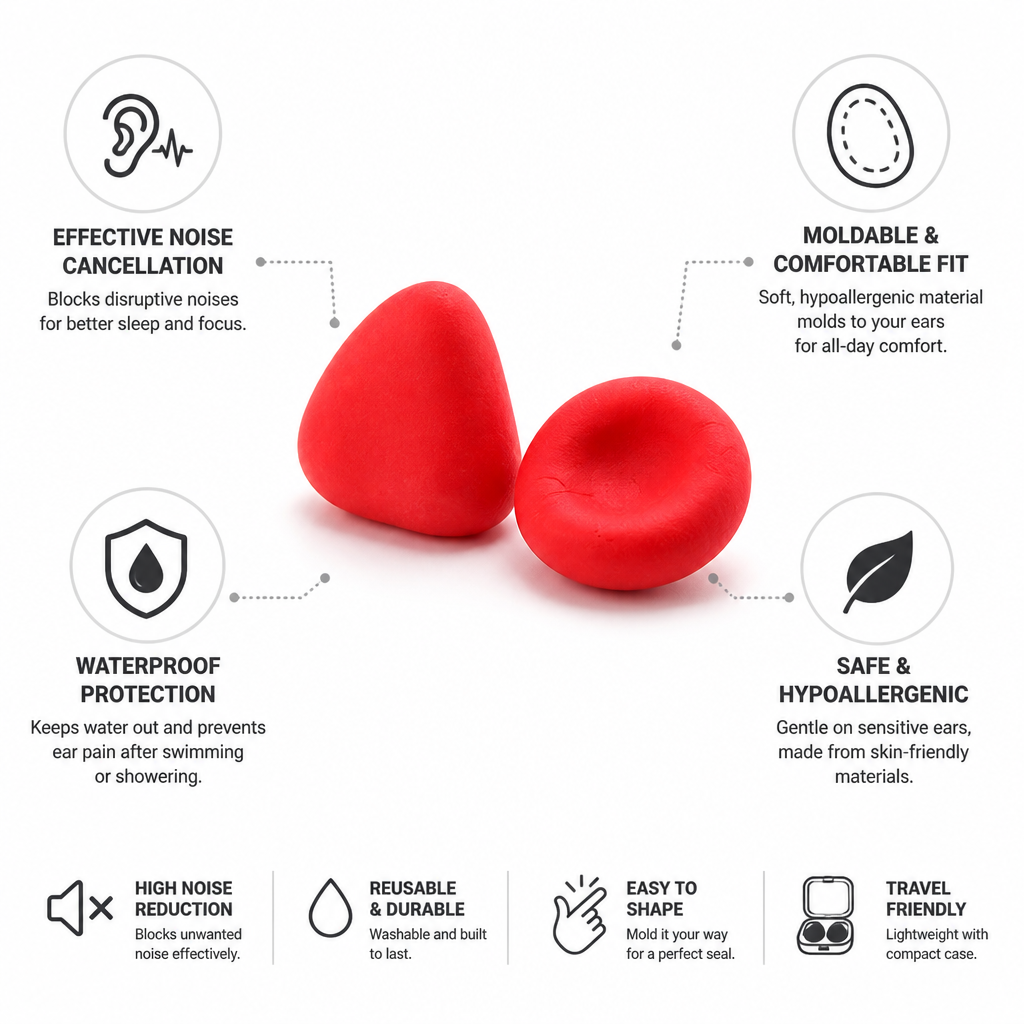 Noise-Cancelling Moldable & Waterproof Earplugs