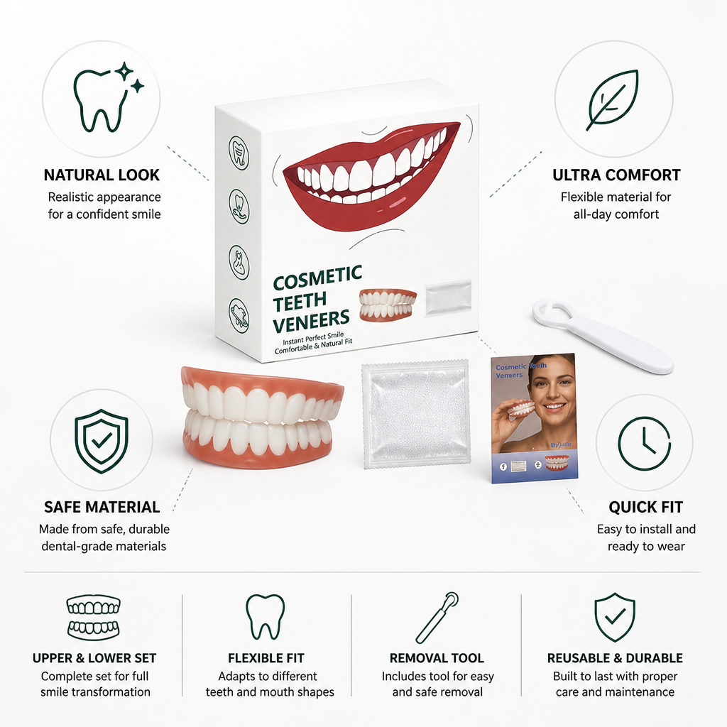 Easy-Install Flexible Denture Set With Removal Tool