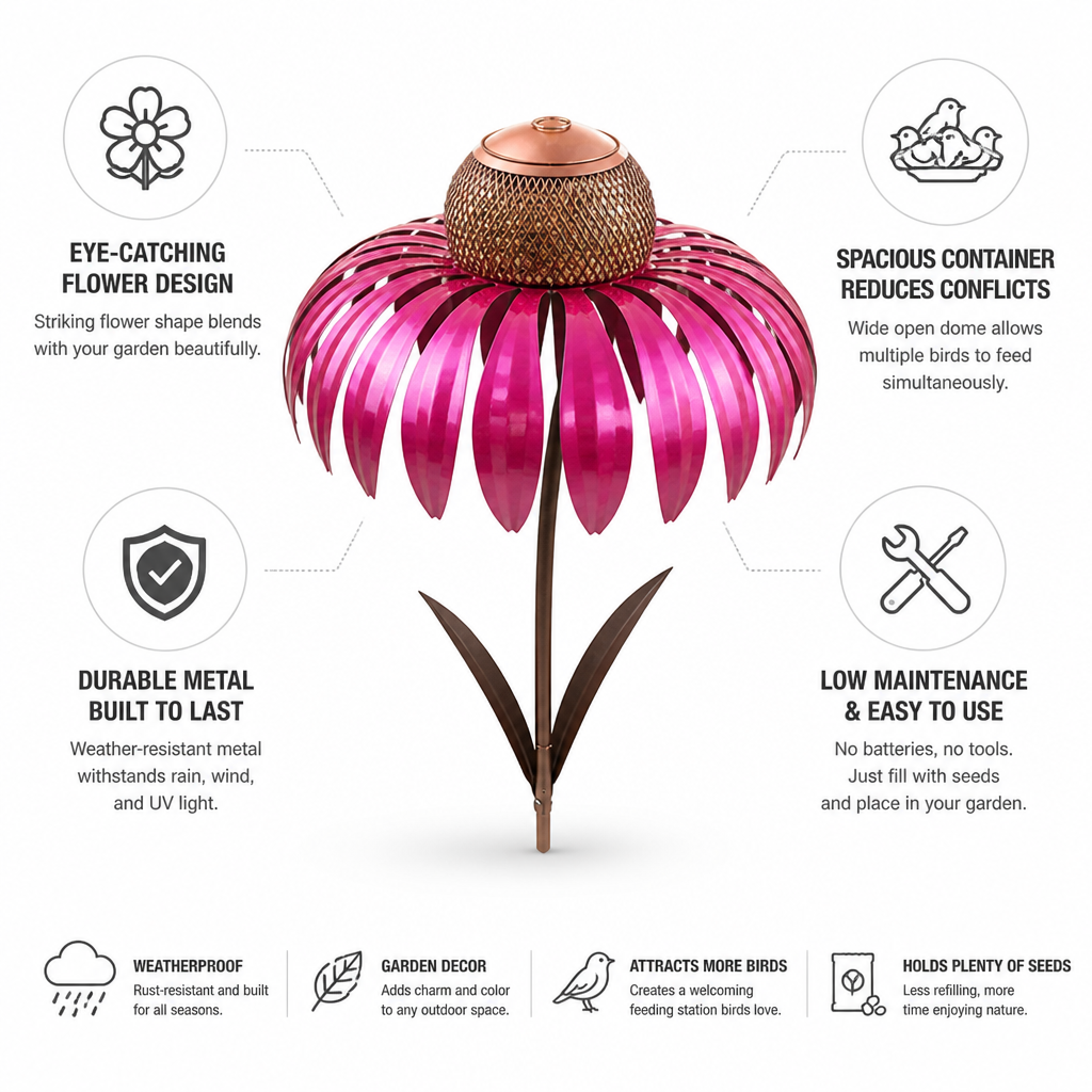 Weatherproof Metal Flower Bird Feeder