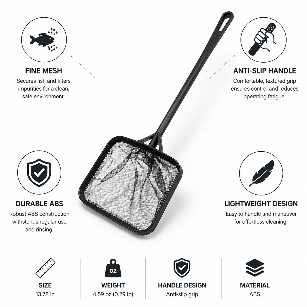 Fine Mesh Anti-Slip Handle Pool & Aquarium Net (35 cm)