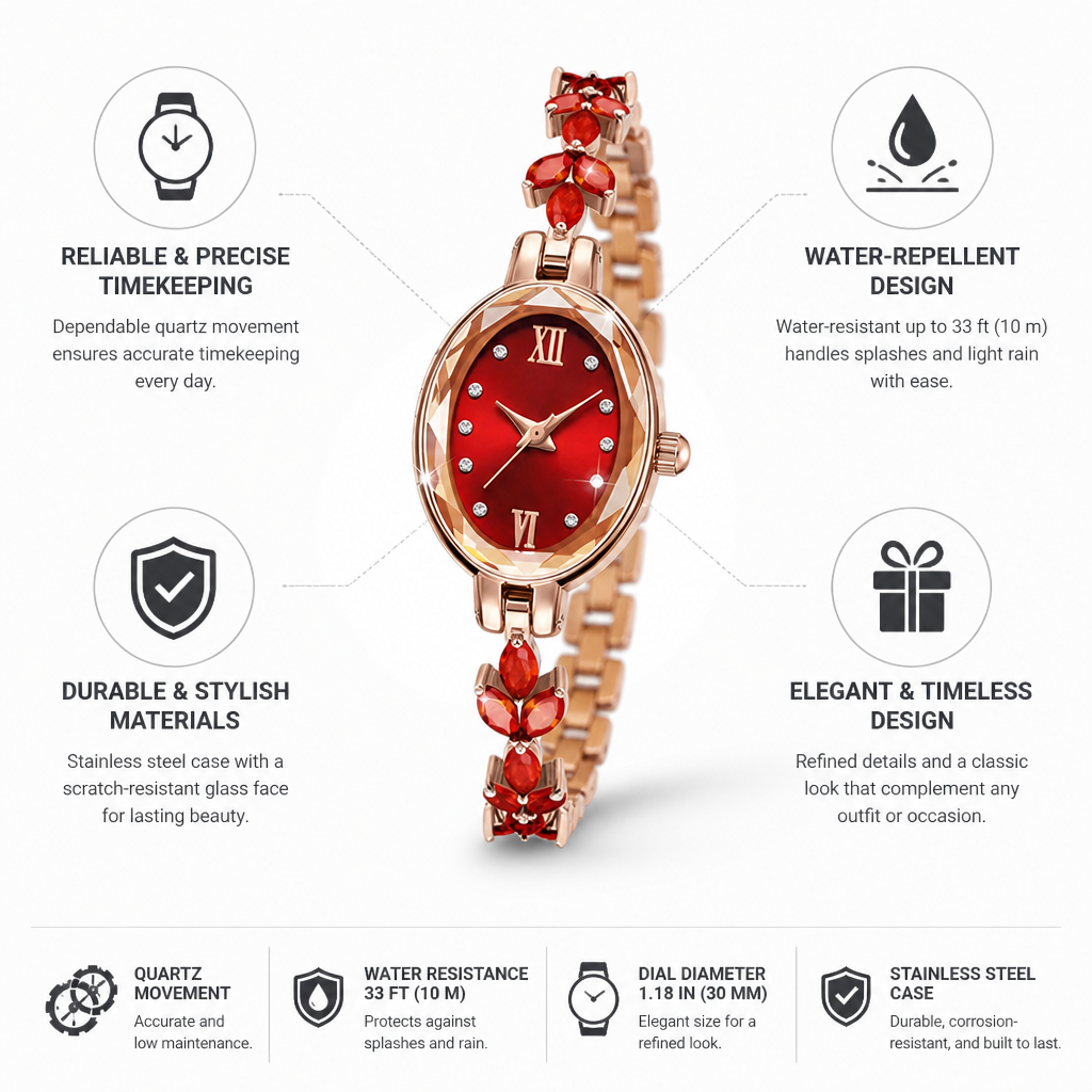 Quartz Water-Resistant Stainless Steel Watch (Women's)