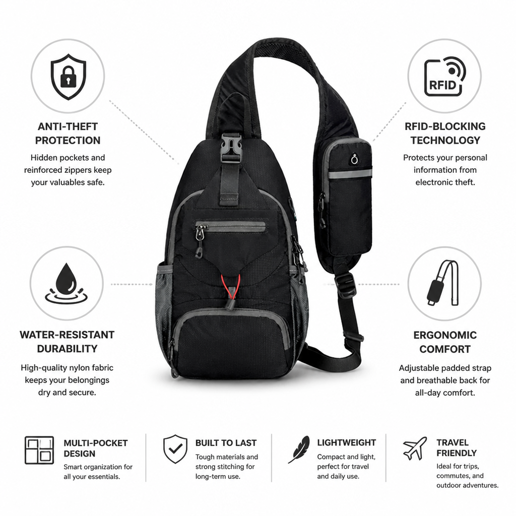 Anti-Theft & RFID-Blocking Crossbody Travel Backpack