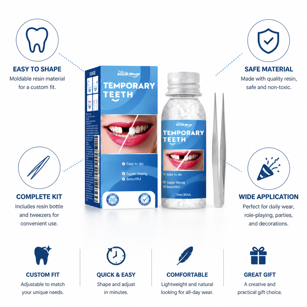 Adjustable Moldable Denture Resin Kit (80 g Bottle + Tweezers)