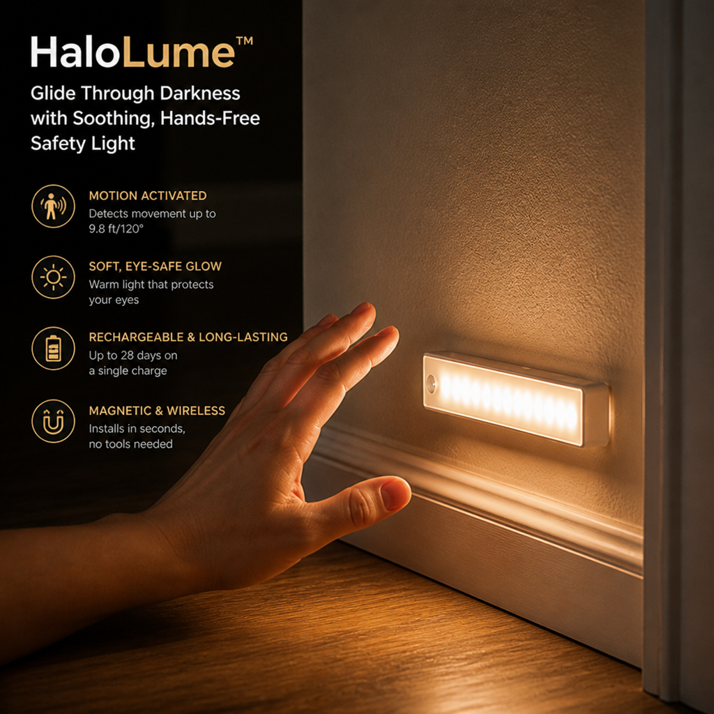 HaloLume™ — Glide Through Darkness with Soothing, Hands-Free Safety Light