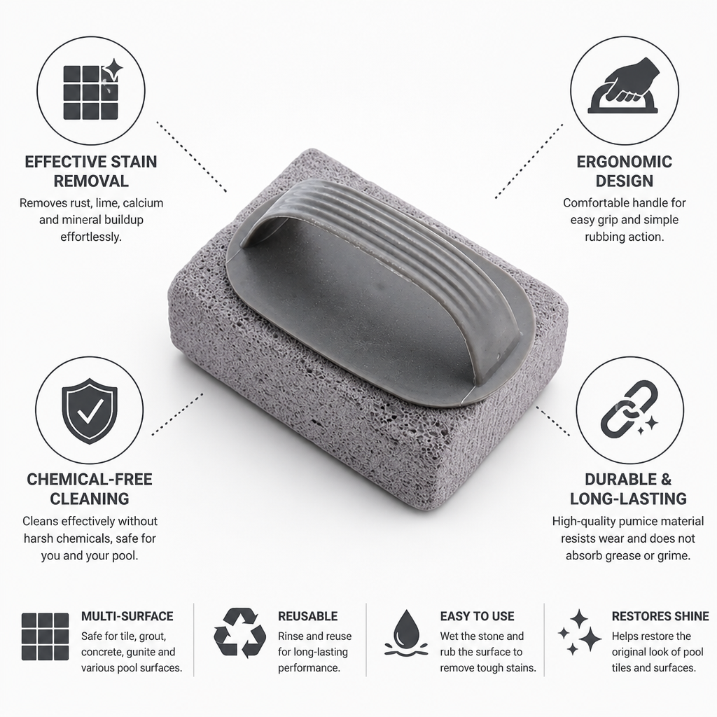 Ergonomic Chemical-Free Rust & Limescale Pumice Stone (Pool & Tile)