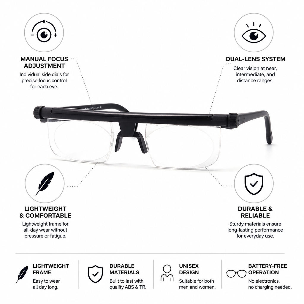 Adjustable Dual-Lens Manual-Focus Glasses