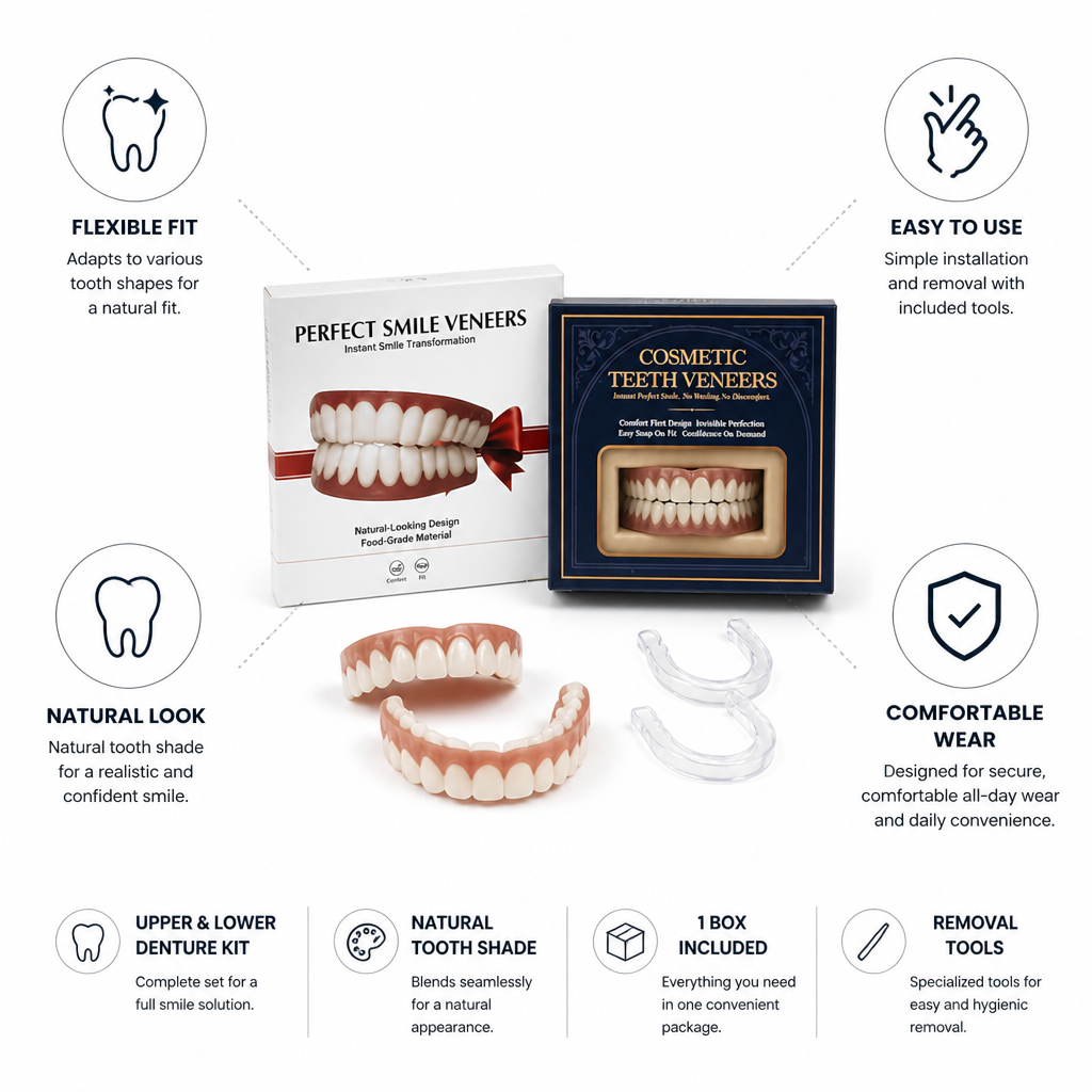 Flexible Fit Upper & Lower Denture Kit (With Removal Tools)