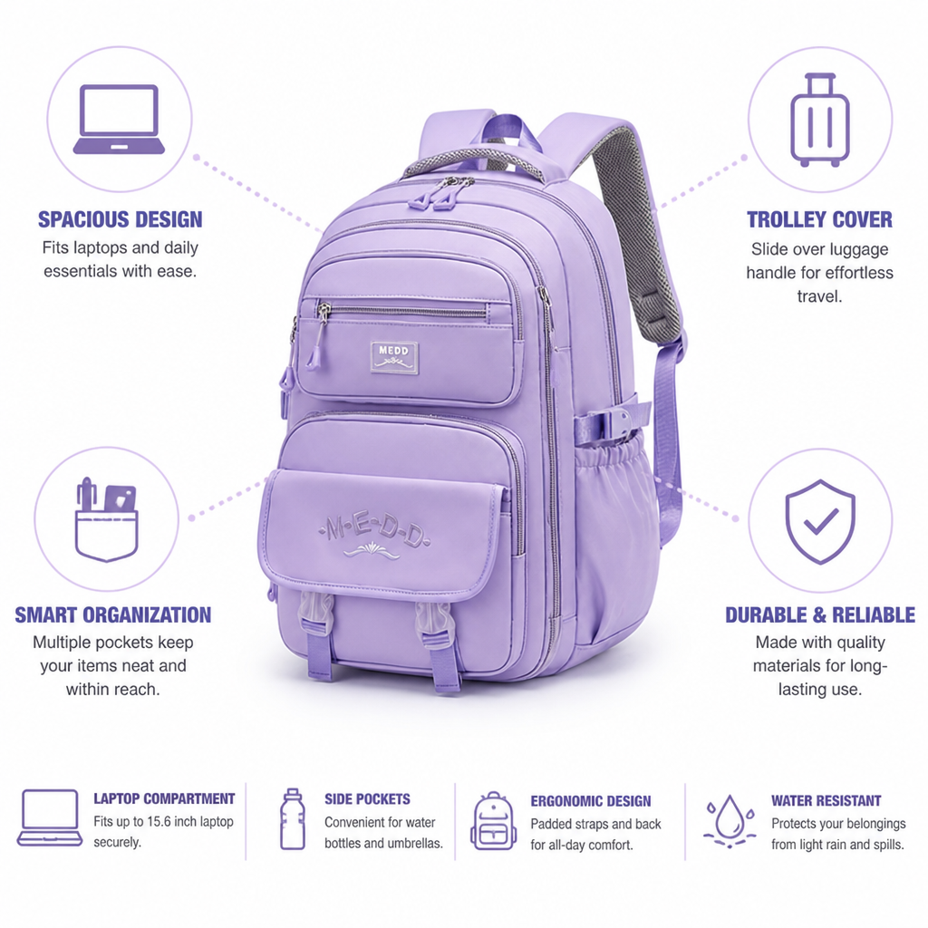 Large Capacity Laptop Backpack (Trolley Sleeve)