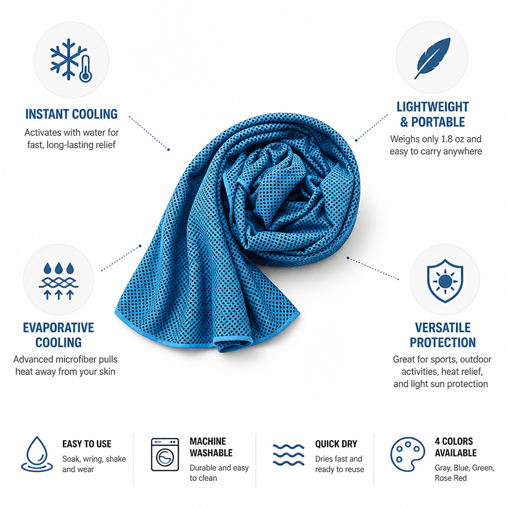 Fast-Acting Evaporative Microfiber Cooling Towel