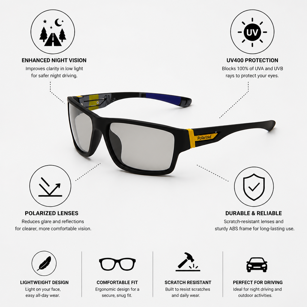 Polarized Night Vision Driving Sunglasses (UV400)