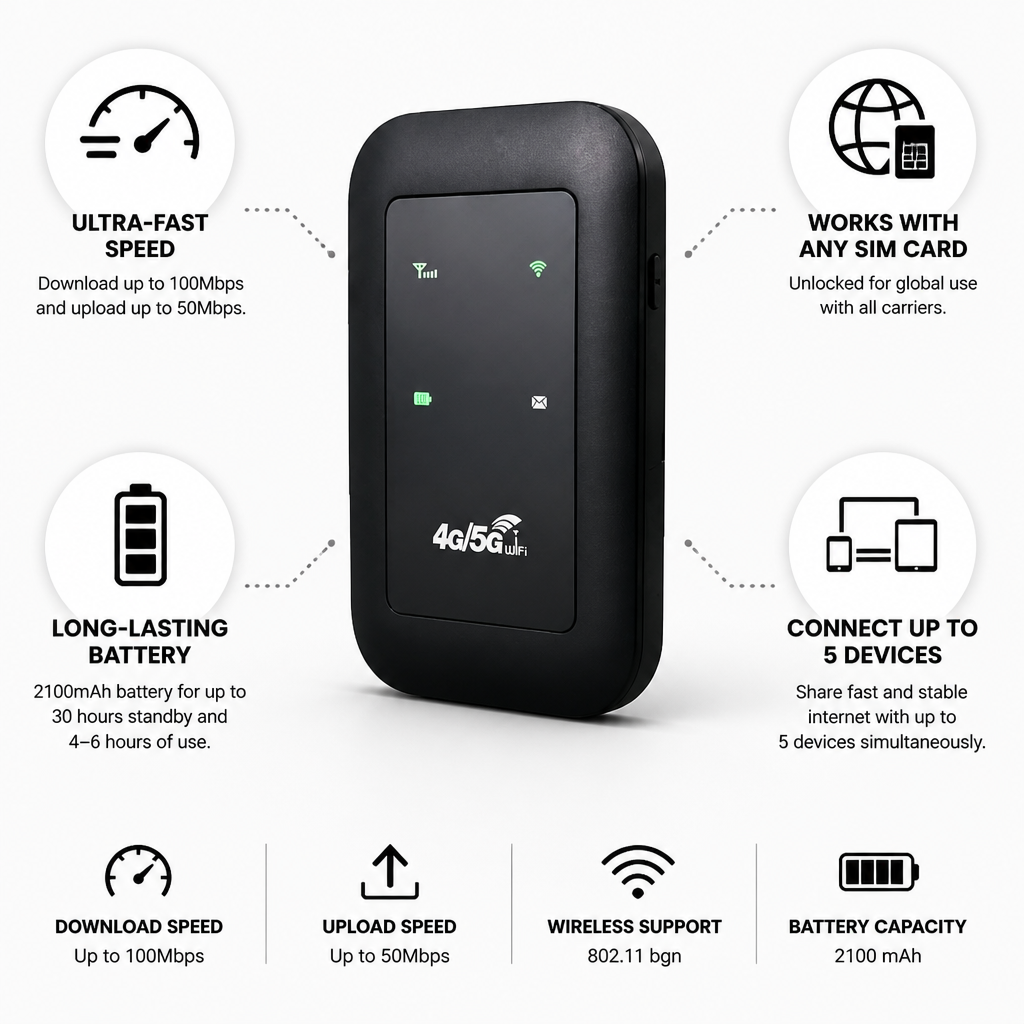 Unlocked 5G Portable WiFi Router