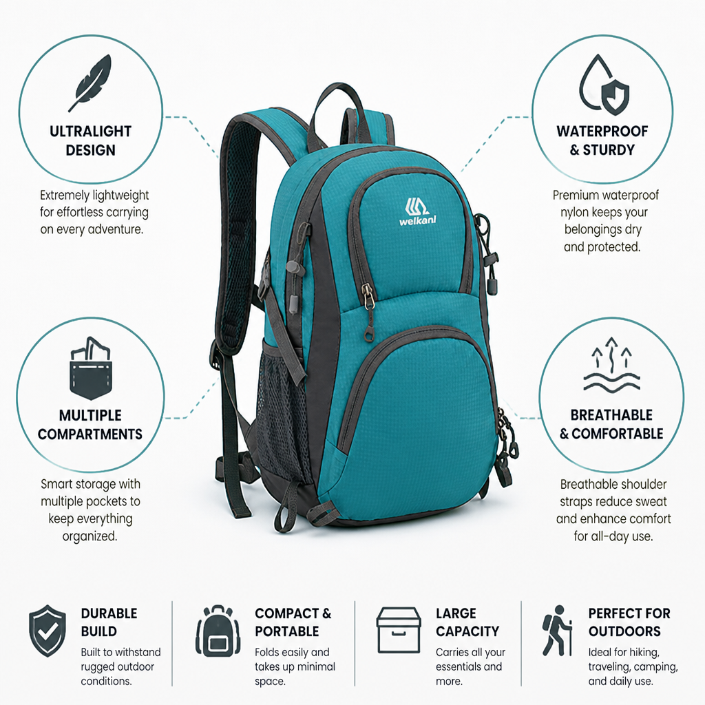 Ultralight Waterproof Outdoor Backpack (Organizer Pockets)