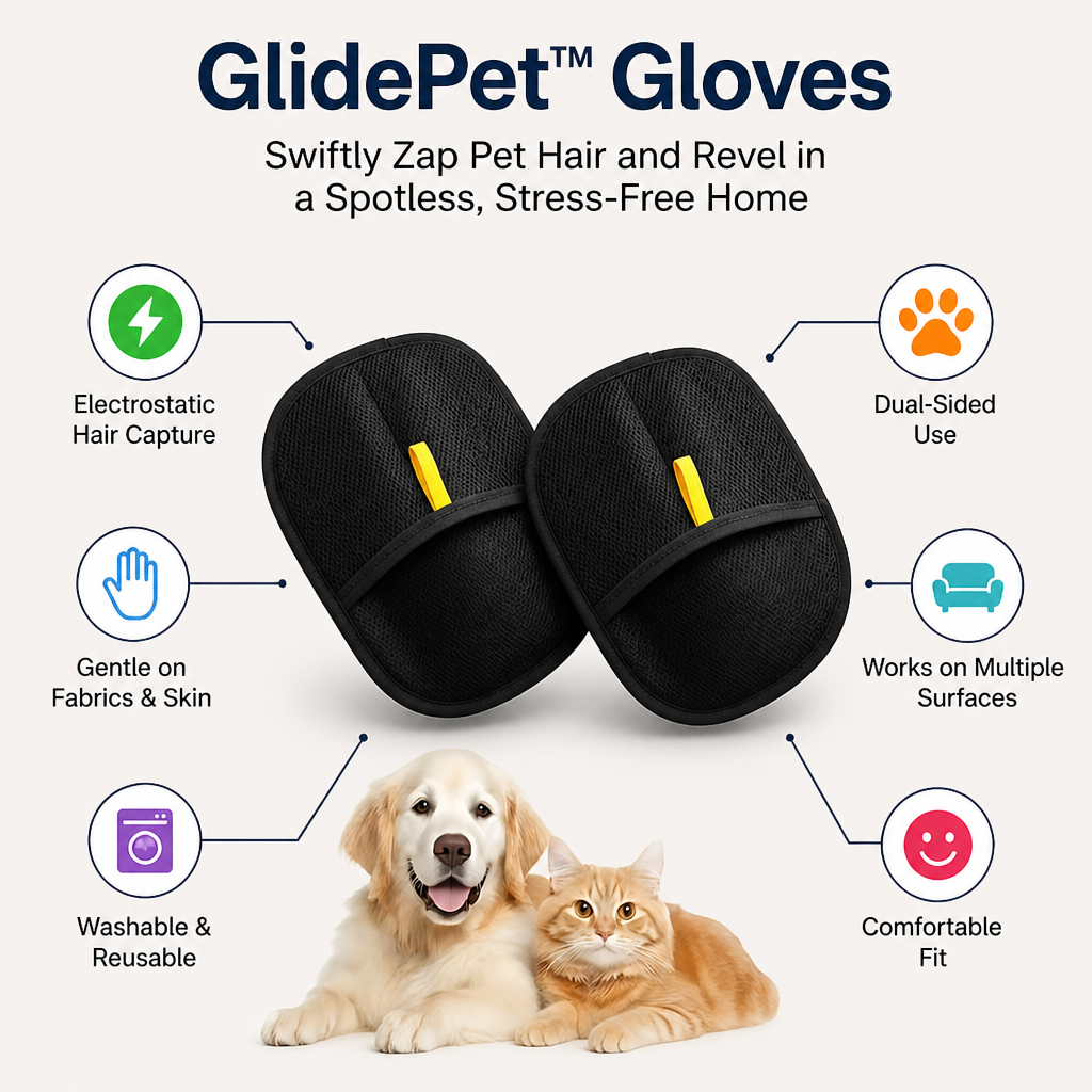 GlidePet™ Gloves — Swiftly Zap Pet Hair and Revel in a Spotless, Stress-Free Home