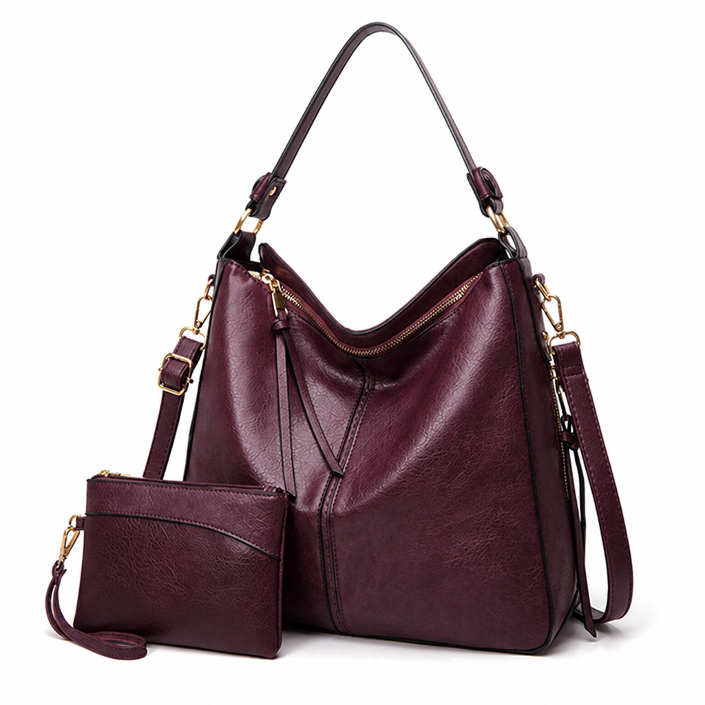 Genuine Leather Gold Hardware Hobo Shoulder Bag