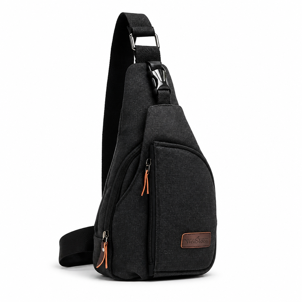 Lightweight Vintage Canvas & Leather Trim Sling Bag