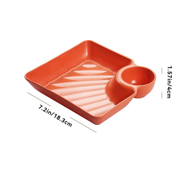 Stackable Snack and Dip Serving Plate with Sauce Bowl - 4 Colors
