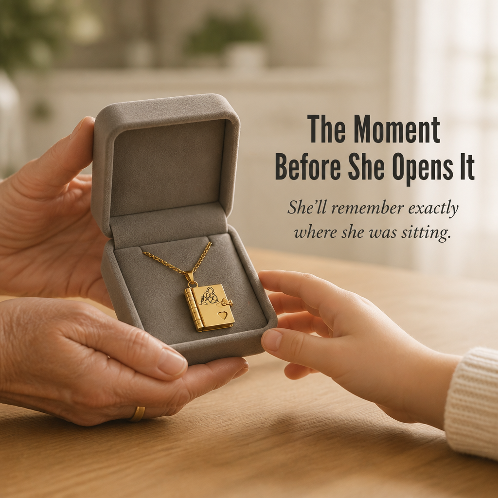 AmoriteBond™ — Uncover a Six-Page Book Pendant Etched for Your Grandchild