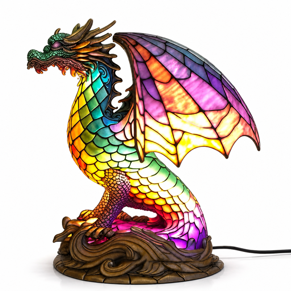 Colorful Stained Glass Animal-Print Table Lamp (20 Styles)