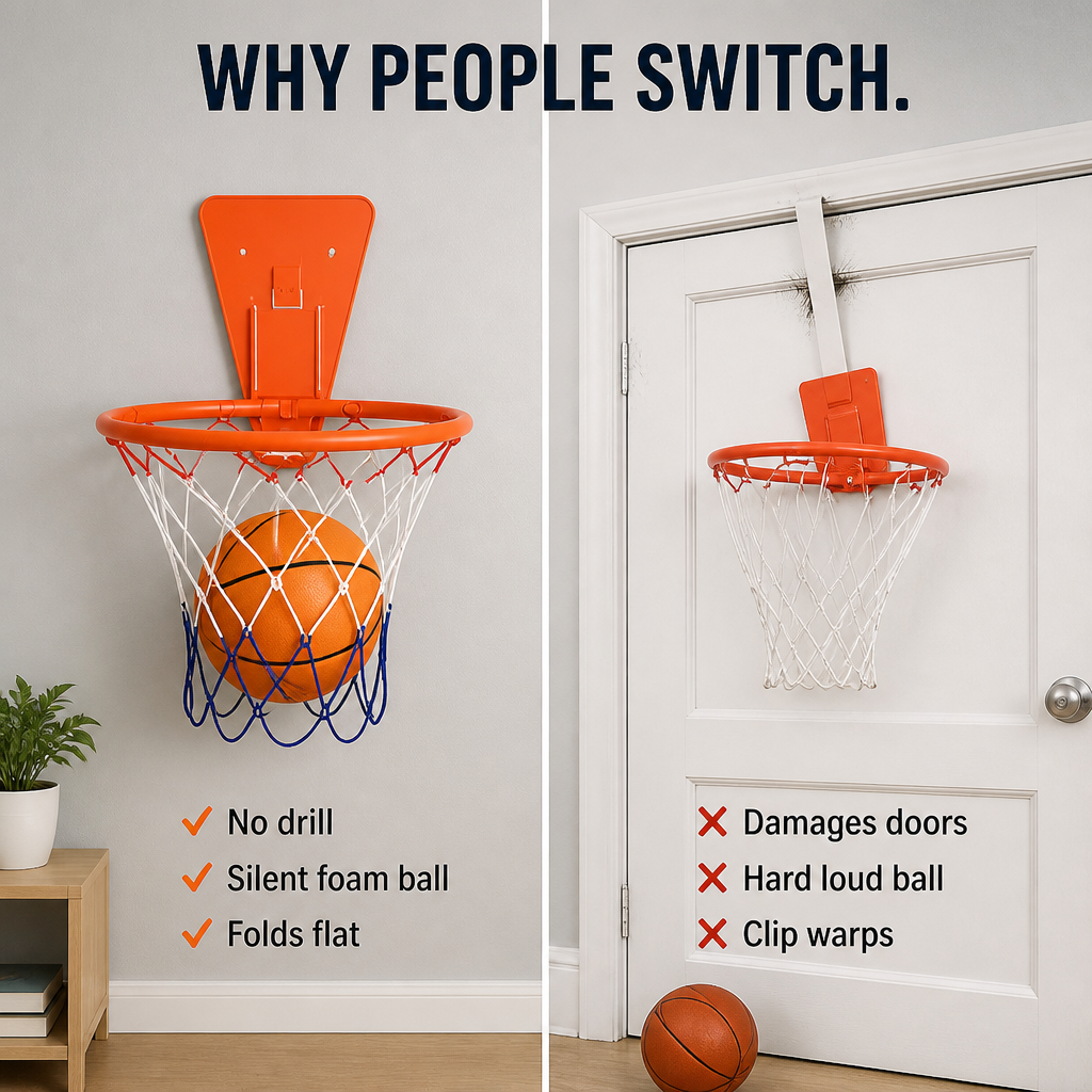 VoltRise™ — Stick, Shoot, Score: Quiet Indoor Basketball with Zero Drill Holes