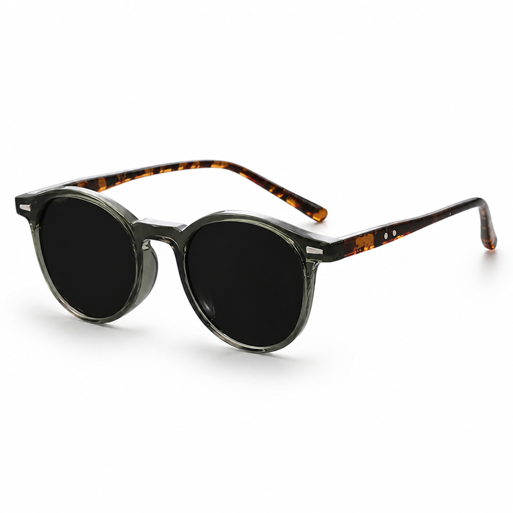 Lightweight Polycarbonate Round Tortoise Shell Sunglasses