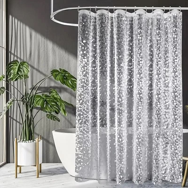 Transparent Waterproof Shower Curtain with Pebble Pattern