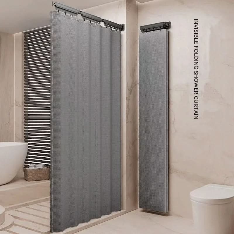 Foldable Shower Curtain Rod and Partition Set
