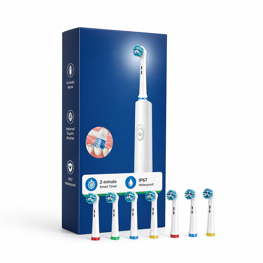 Rechargeable Dual-Mode IP67 Waterproof Electric Toothbrush (2-Min Timer)
