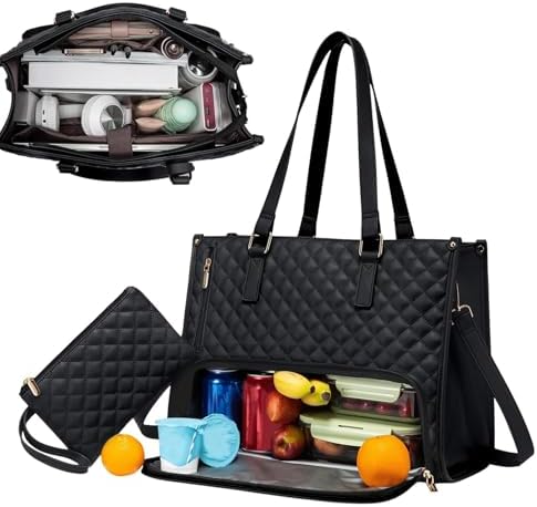 Dual Compartment Cooler Tote for Lunch and Laptop