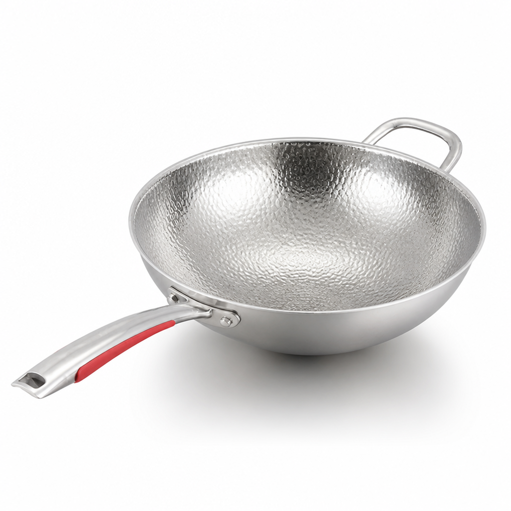 Pure Titanium Uncoated Non-Stick Round-Bottom Wok (30 cm)
