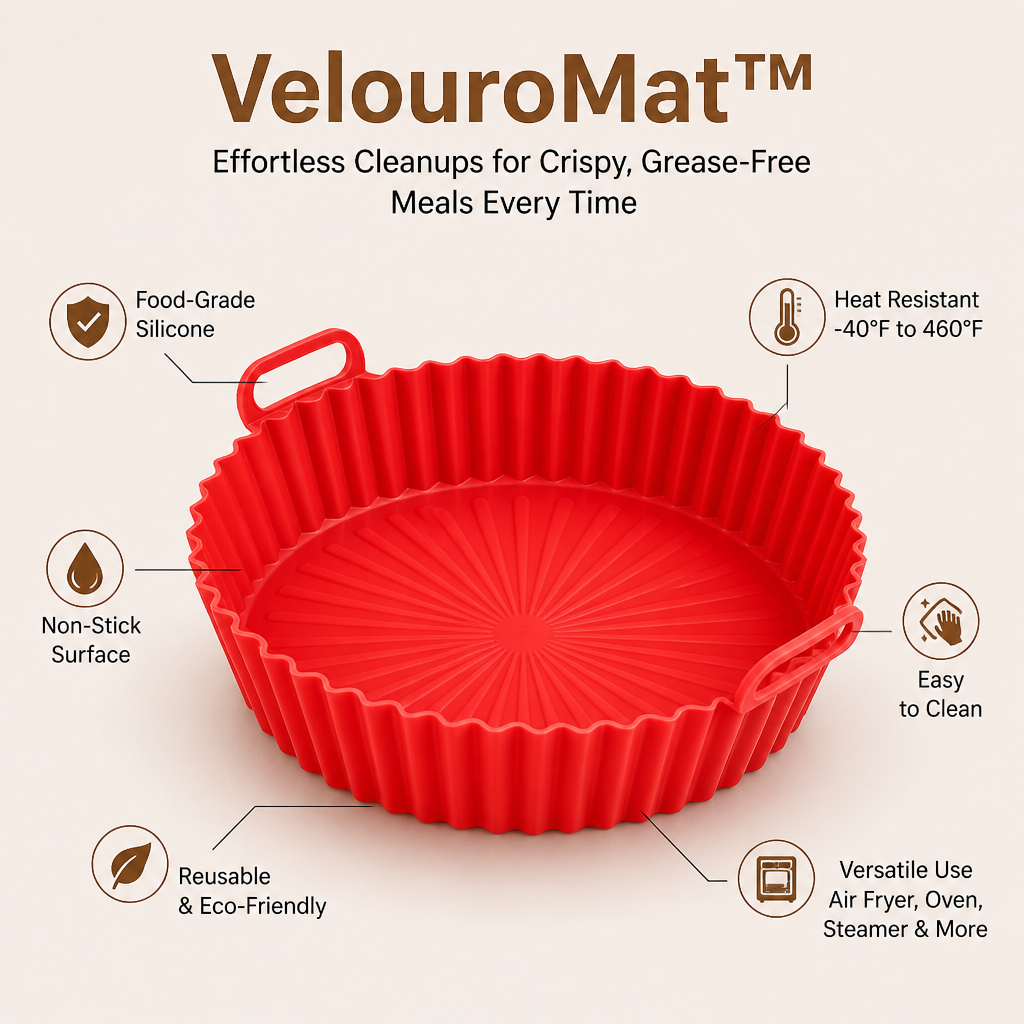 VelouroMat™ — Effortless Cleanups for Crispy, Grease-Free Meals Every Time