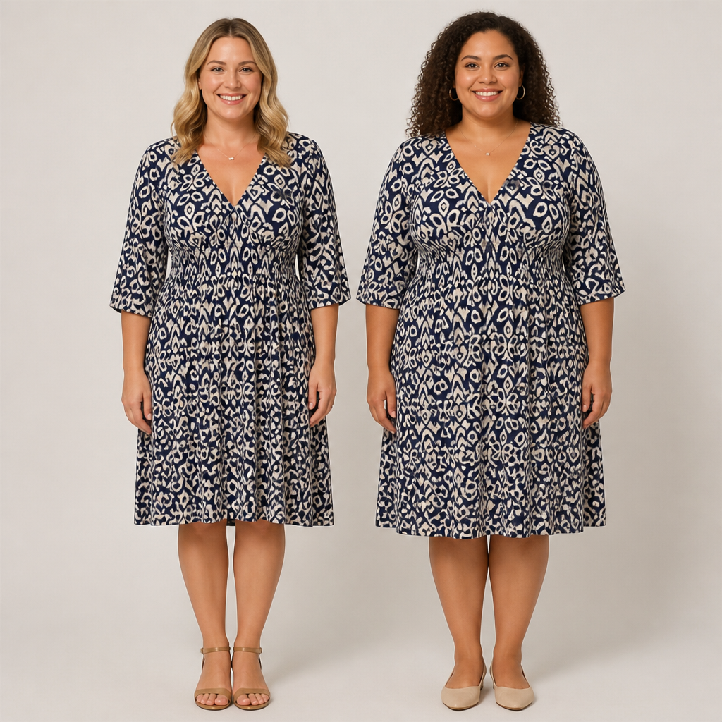 Serenelle™ Floral V-Neck Dress — Embrace Your Curves with Effortless, All-Day Confidence