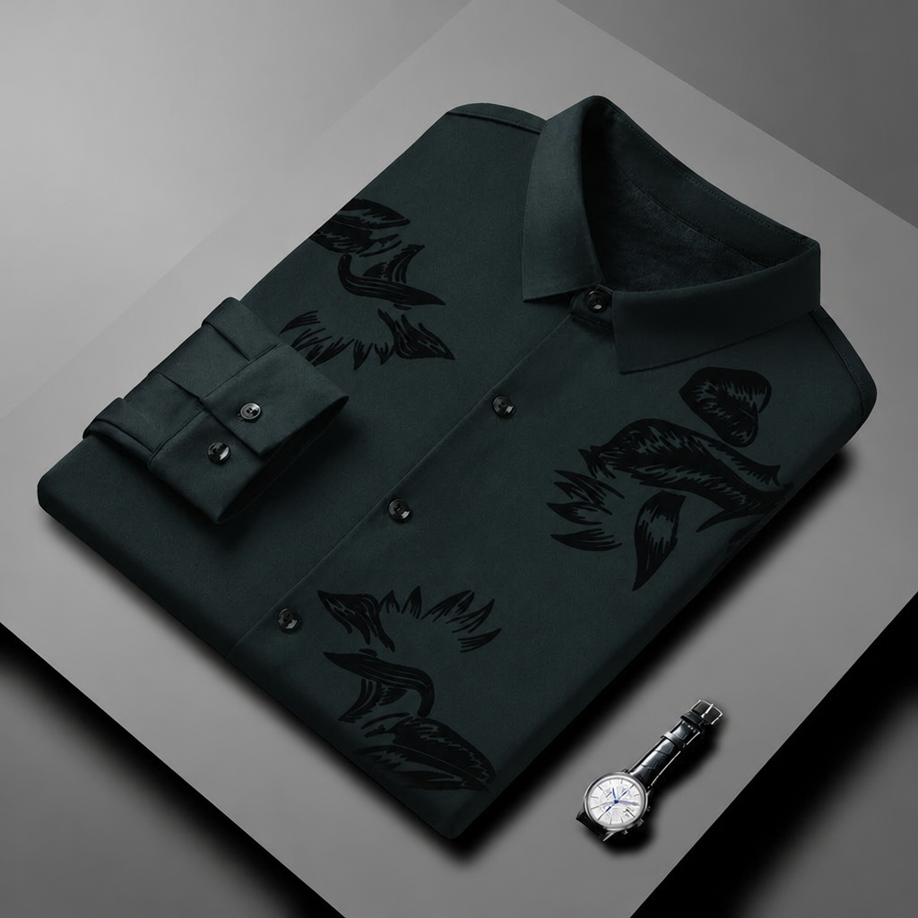 VulcanTherm™ – Brushstroke-Patterned Slim-Fit Fleece-Lined Shirt