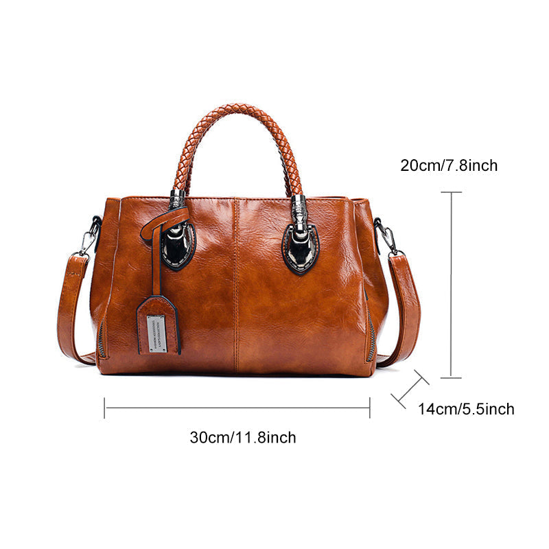 Soft Oiled Wax Leather Large Boston Tote Bag