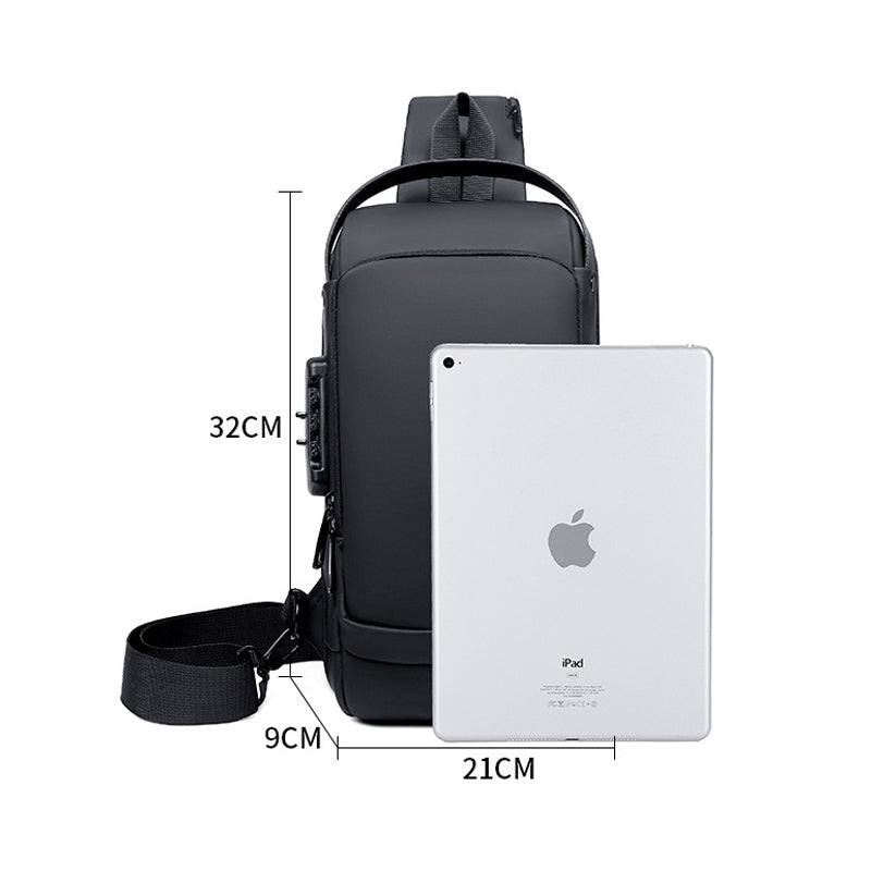 Waterproof and Theft-Resistant Shoulder Bag with USB Port