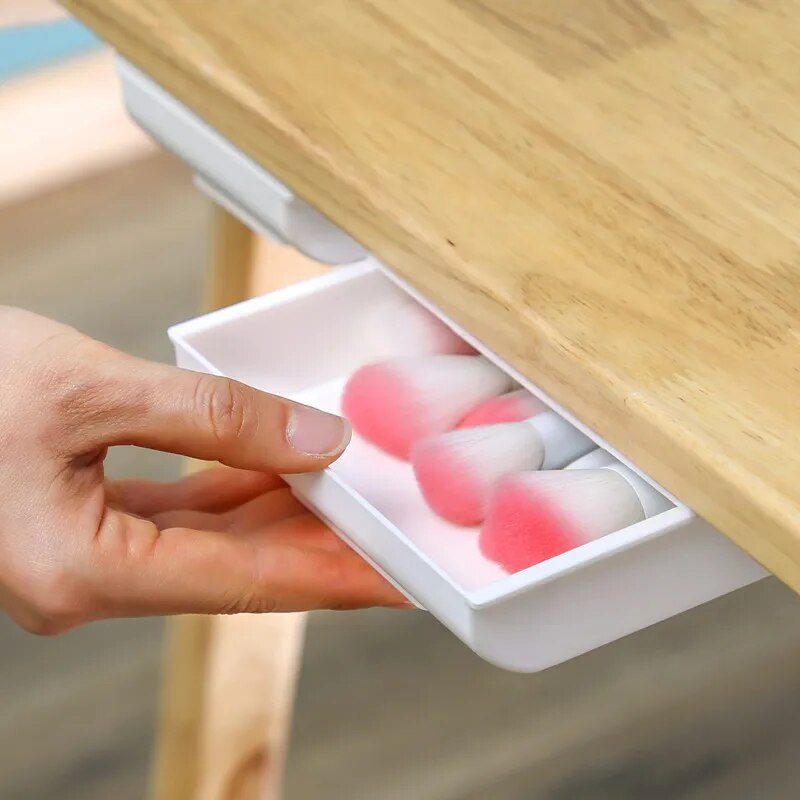 Adhesive-Mounted Concealed Drawer for Desks
