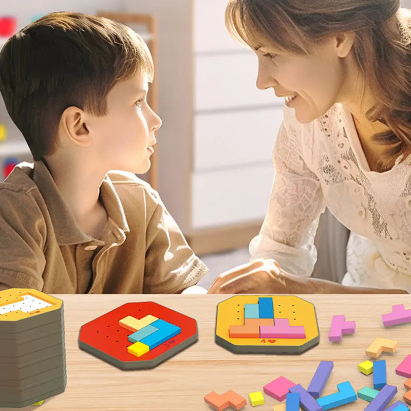 Building Block Puzzle Set with 108 Pieces and 20 Challenges