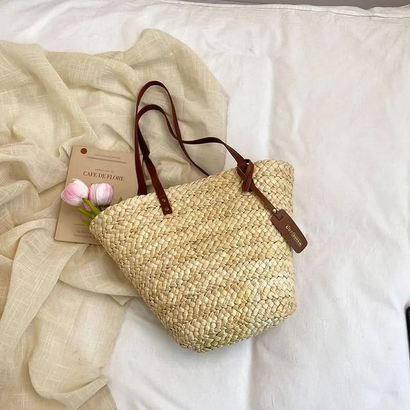 Woven Straw Tote Bag for Beach Use