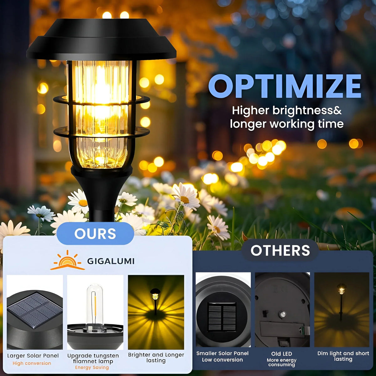 Outdoor Garden Stake Set - 6 Solar LED Pathway Lights, Waterproof