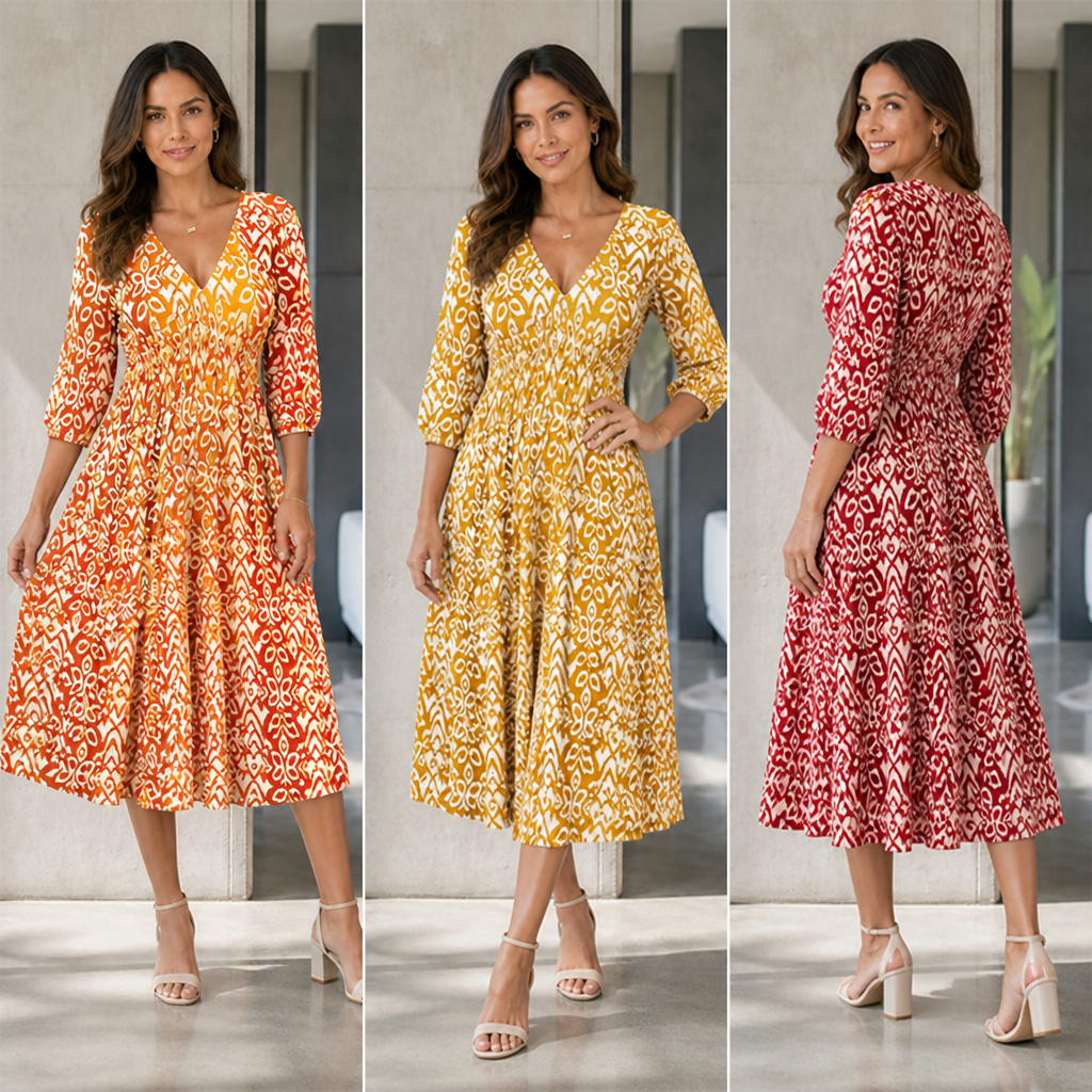 VelaRose™ Floral V-neck Dress — Sculpt Your Curves with Effortless Elegance and All-Day Comfort