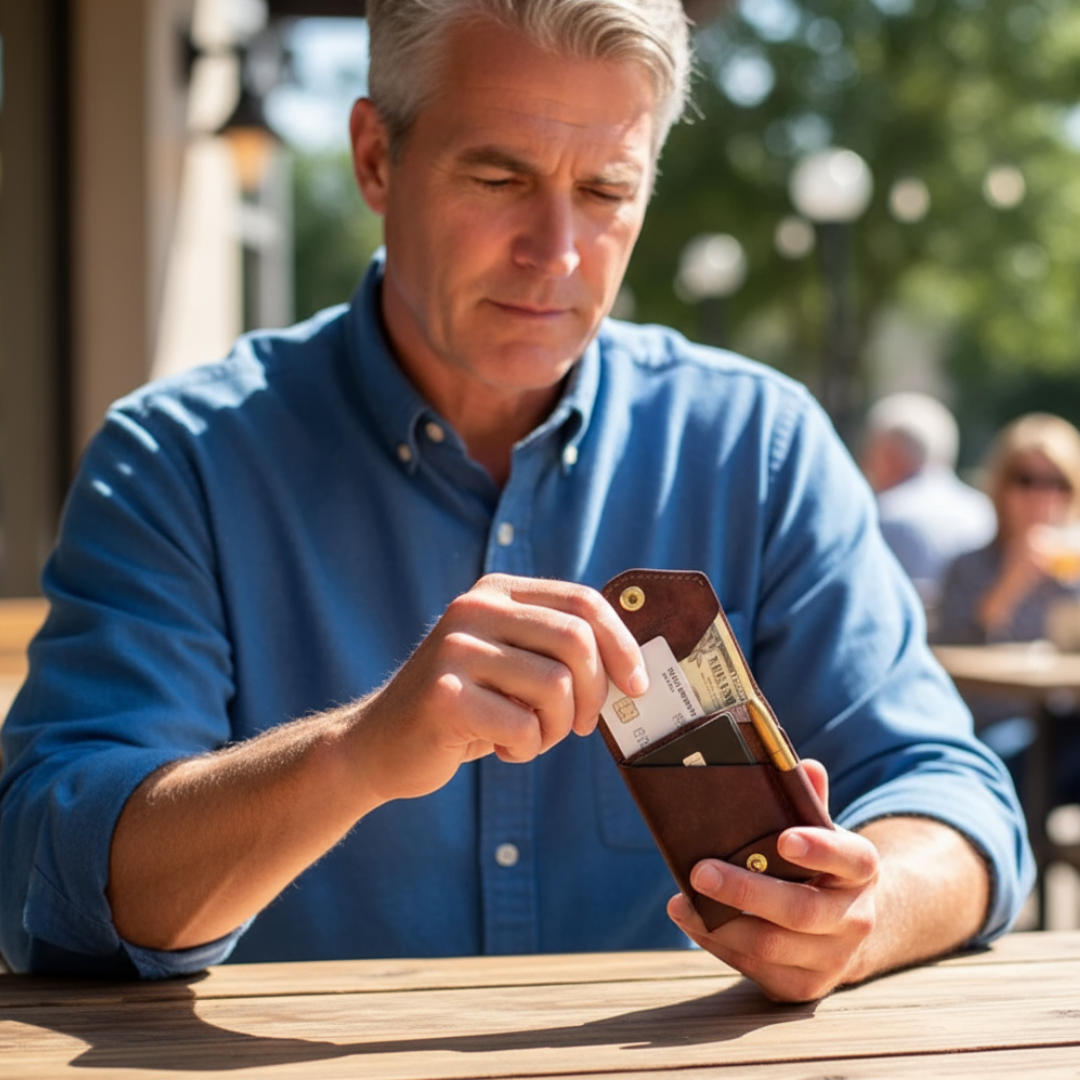 Classic PU Leather Wallet Featuring Pen Slot